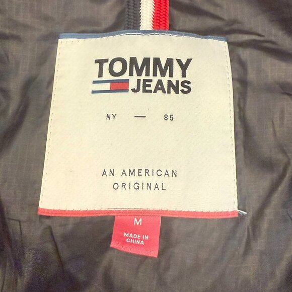 Tommy Jeans Colorblock Long Puffer Coat Red Yellow Blue Navy Size M - Picture 2 of 13
